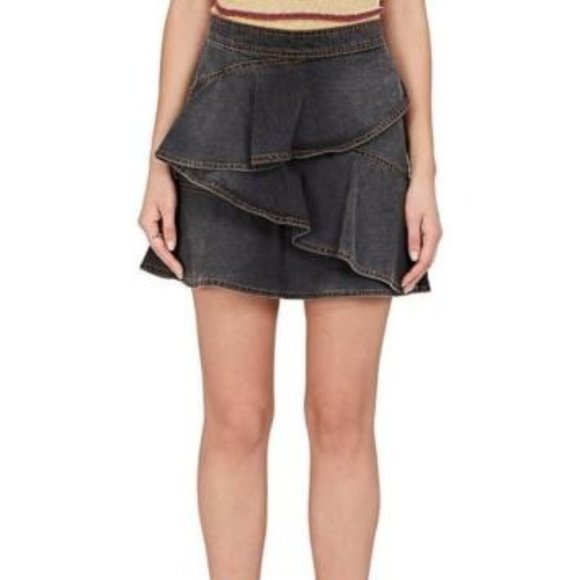 Isabel Marant Dresses & Skirts - Isabel Marant Étoile Denim Ruffled Mini Skirt  - Faded Black